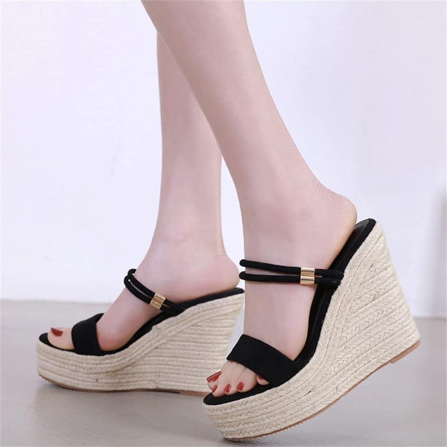 【並行輸入品】Elbslutt Women's Espadrille Platform Wedge Sandals Slides Open Tの画像