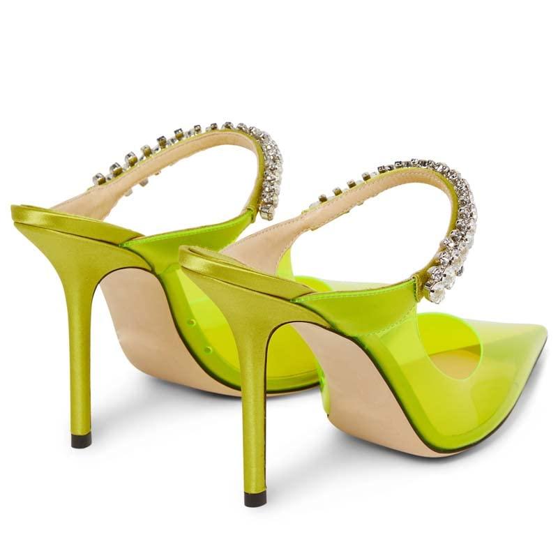 k❤︎様 Vertundy Women's Stiletto Heeled Mules Rhinestone Strap Pointed