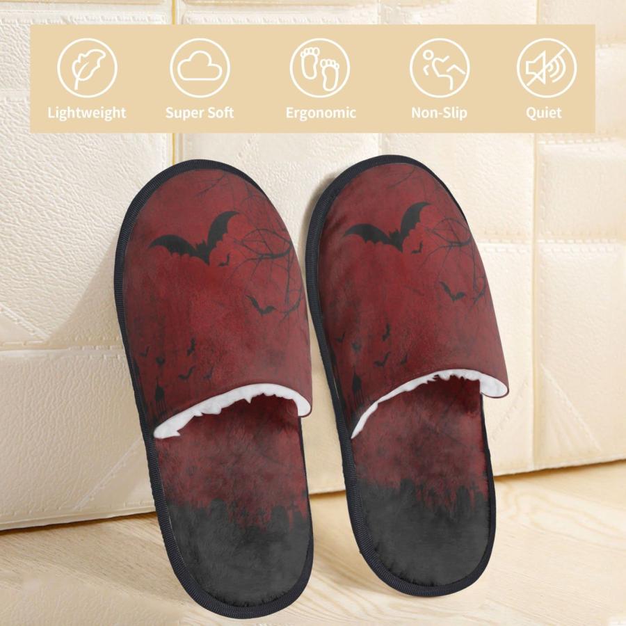 【並行輸入品】Indoor House Slippers Plush Warm Bedroom Shoes Halloween Skull Bの画像