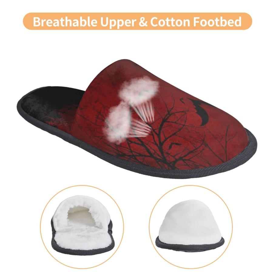 【並行輸入品】Indoor House Slippers Plush Warm Bedroom Shoes Halloween Skull Bの画像