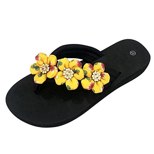 【並行輸入品】Slippers For Women Ladies Summer Flip Flops Open Toe Flowers Bohの画像
