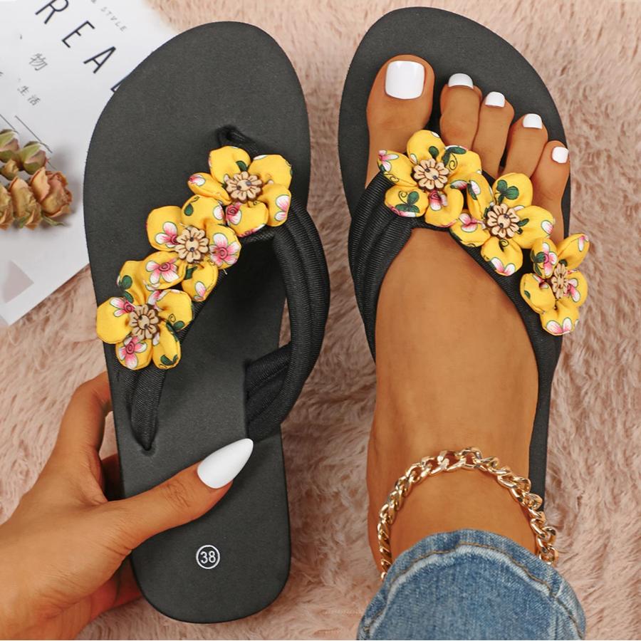 【並行輸入品】Slippers For Women Ladies Summer Flip Flops Open Toe Flowers Bohの画像