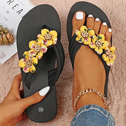 【並行輸入品】Slippers For Women Ladies Summer Flip Flops Open Toe Flowers Bohの画像