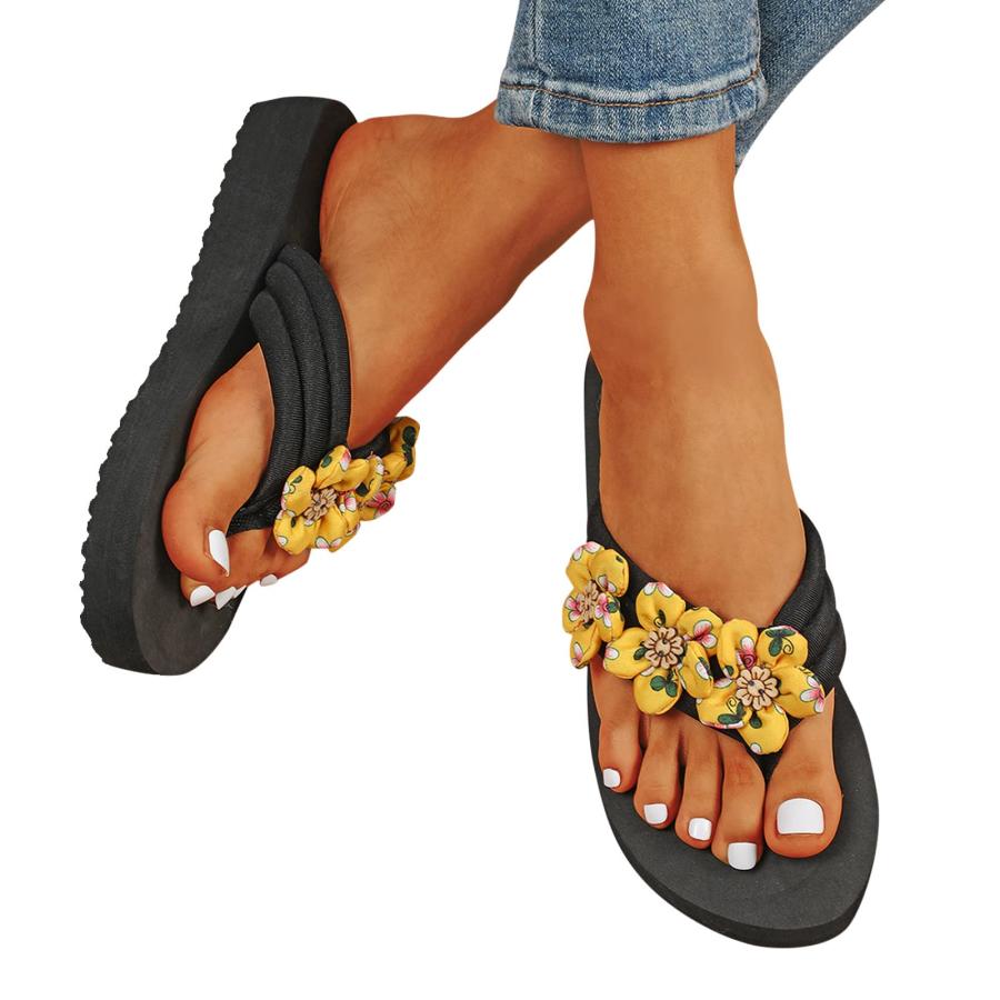 【並行輸入品】Slippers For Women Ladies Summer Flip Flops Open Toe Flowers Bohの画像