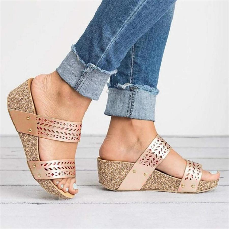 【並行輸入品】SuanlaTDS Sandals Breathable Women's Open Beach Hollow Wedges Toの画像