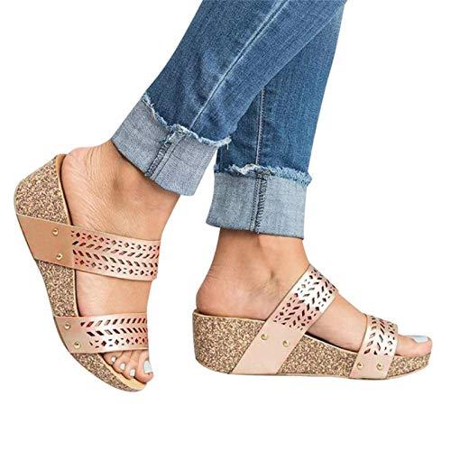 【並行輸入品】SuanlaTDS Sandals Breathable Women's Open Beach Hollow Wedges Toの画像