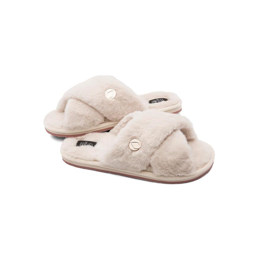 【並行輸入品】[ヴォルコム] レディース スライドサンダル (フェイクファーフットベッド)[ W0812357 / LIL SLIP ] 快適の画像