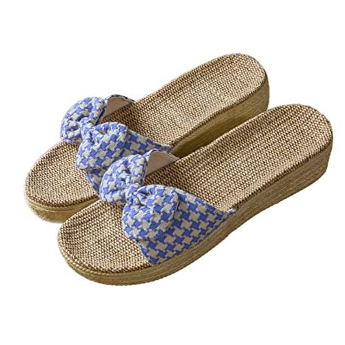 【並行輸入品】WYIKE Women's Indoor Cotton Linen Home Slippers Non Slip Casualの画像