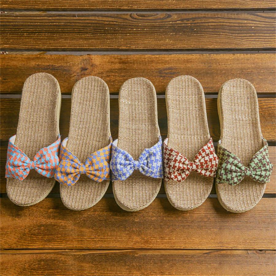 【並行輸入品】WYIKE Women's Indoor Cotton Linen Home Slippers Non Slip Casualの画像