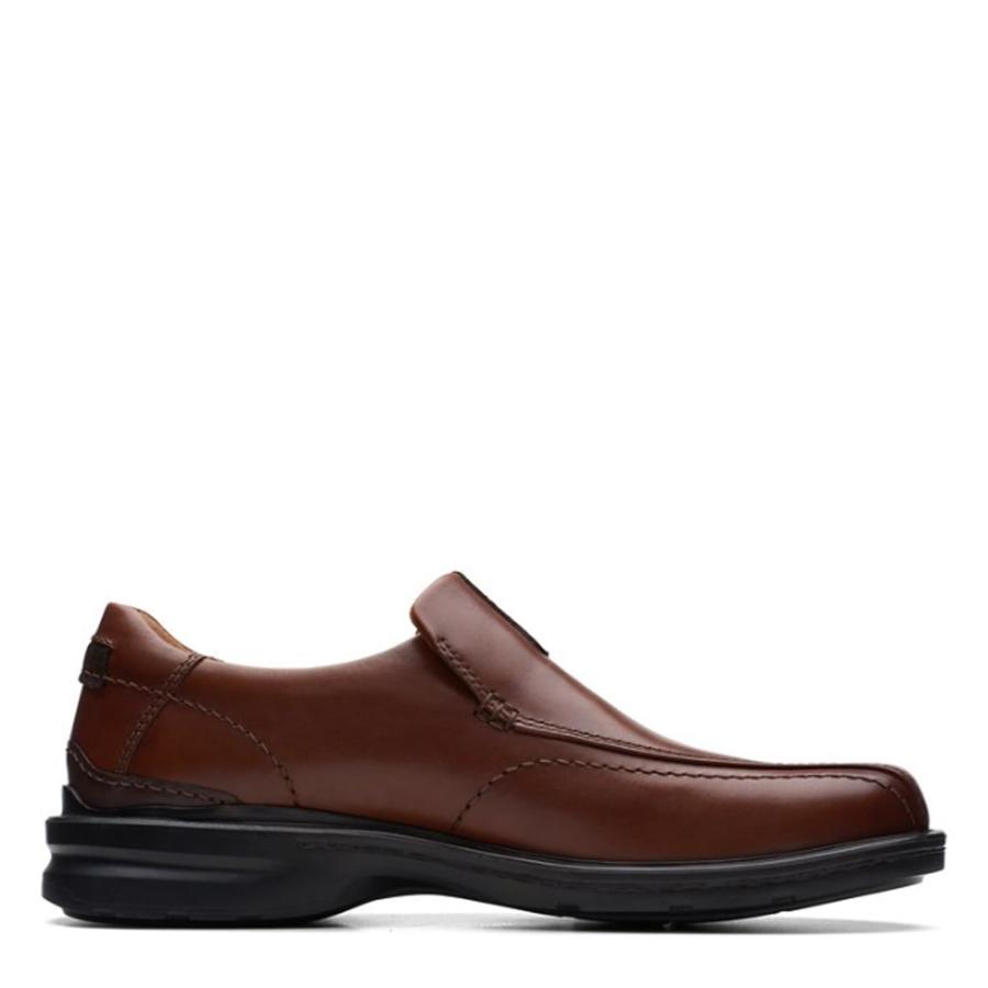 【並行輸入品】Clarks mens Gessler Step Loafer, Dark Tan Leather, 11.5 Wide US_3