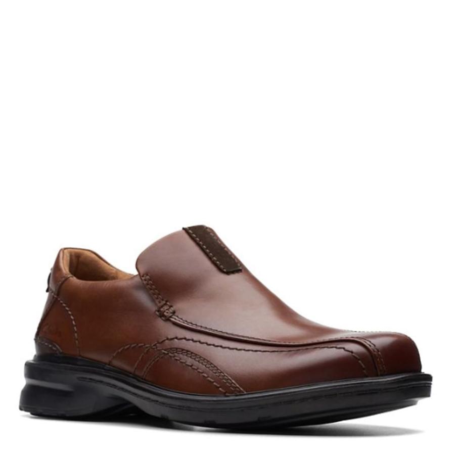 【並行輸入品】Clarks mens Gessler Step Loafer, Dark Tan Leather, 11.5 Wide US_9