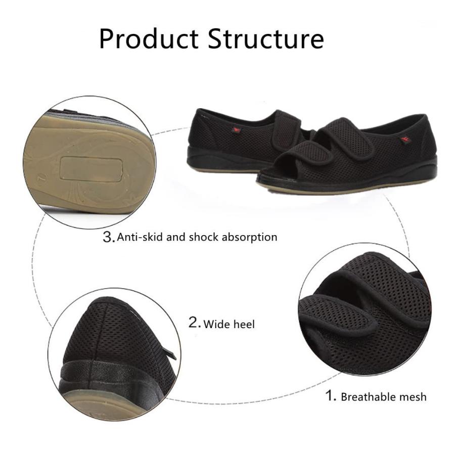 【並行輸入品】GSFY Women's Diabetic Sandals Extra Wide Edema House Slipper Adjの画像