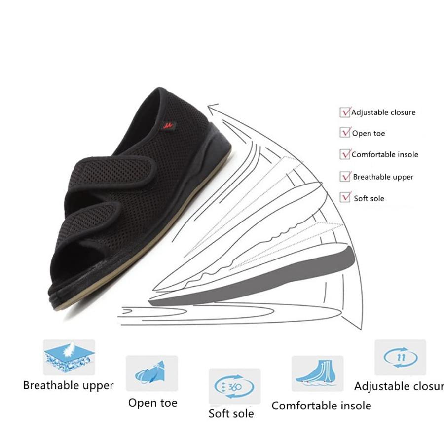 【並行輸入品】GSFY Women's Diabetic Sandals Extra Wide Edema House Slipper Adjの画像