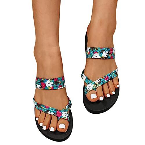 【並行輸入品】Women Floral Flip Flops Beach Flip Flops Fashion Slippers Thick_1