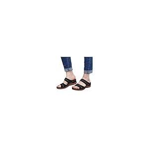 【並行輸入品】ZBYY Wedges for Women Slide Sandals Summer Leather Slipper Comfoの画像