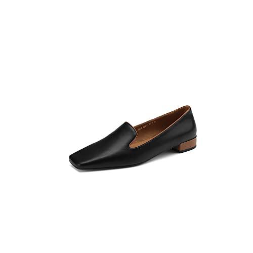 【並行輸入品】TinaCus Women's Genuine Leather Handmade Square Toe Mid Chunky H_1