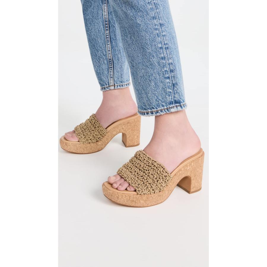 【並行輸入品】Vince レディース Nicki かぎ針編みサンダル スライド, 砂 かぎ針編み コルク, 24.5 Vince Womensの画像