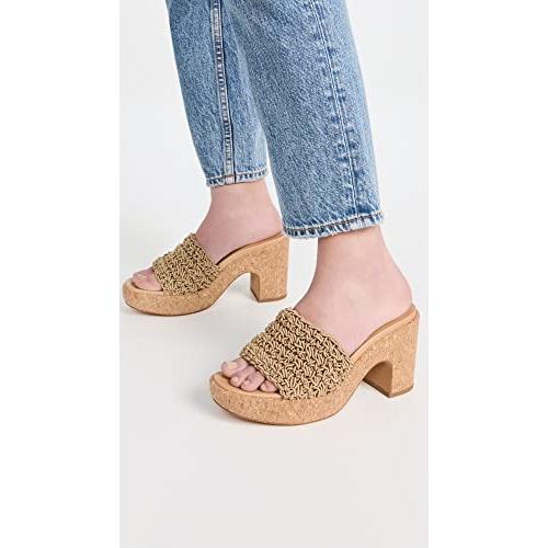 【並行輸入品】Vince レディース Nicki かぎ針編みサンダル スライド, 砂 かぎ針編み コルク, 24.5 Vince Womensの画像