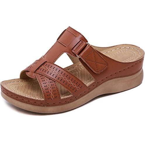 【並行輸入品】Casual Summer Sandals for Women Arch Support Slides Comfort Wedg_1
