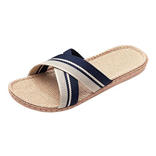 【並行輸入品】AnFeng Slippers for Womens Men Linen Shoes Women Summer Househol_1