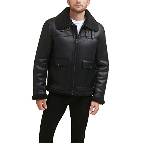 【並行輸入品】Levi's Men's Faux Shearling Rancher Aviator Jacket, Black, Mediuの画像