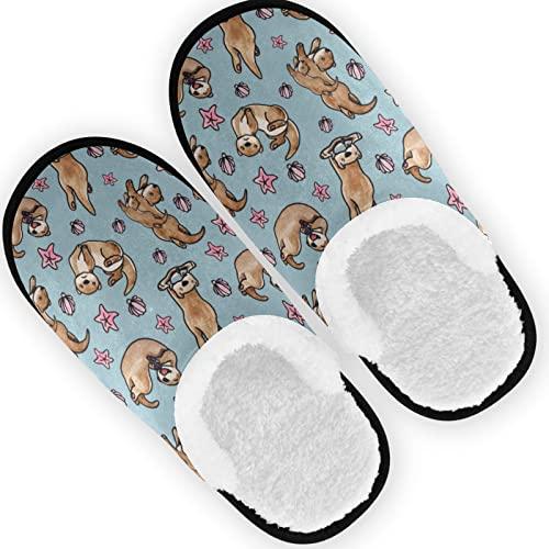 【並行輸入品】Glaphy Sea Otters Pattern Slippers for Women Men, Memory Foam Ho_1