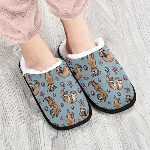 【並行輸入品】Glaphy Sea Otters Pattern Slippers for Women Men, Memory Foam Ho_4