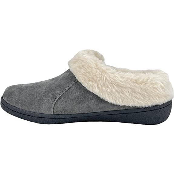 【並行輸入品】Clarks (クラークス) レディース スエードレザースリッパ ゴア&バンジーフェイクファー裏地 屋内 屋外 ハウススリッパ