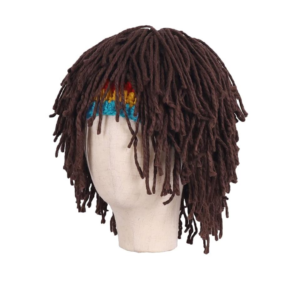 【並行輸入品】Cimjim メンズ ニット帽 髪付き 男の子 面白い ハンドメイド ニット 冬 帽子 ビーニー ラスタハット ドレッドロック付き