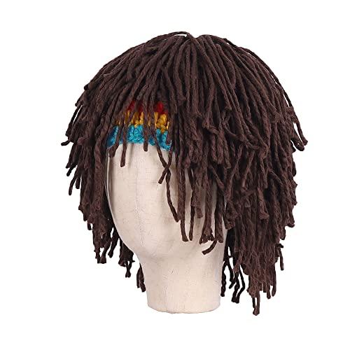 【並行輸入品】Cimjim メンズ ニット帽 髪付き 男の子 面白い ハンドメイド ニット 冬 帽子 ビーニー ラスタハット ドレッドロック付き