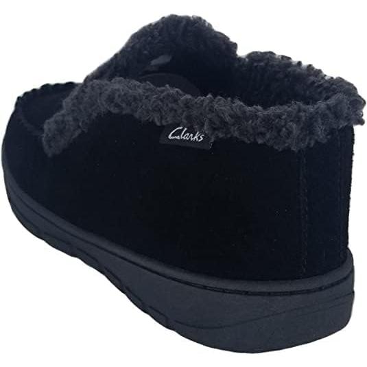【並行輸入品】Clarks Indoor Outdoor Black House Slippers Suede Leather Sherpa L_4