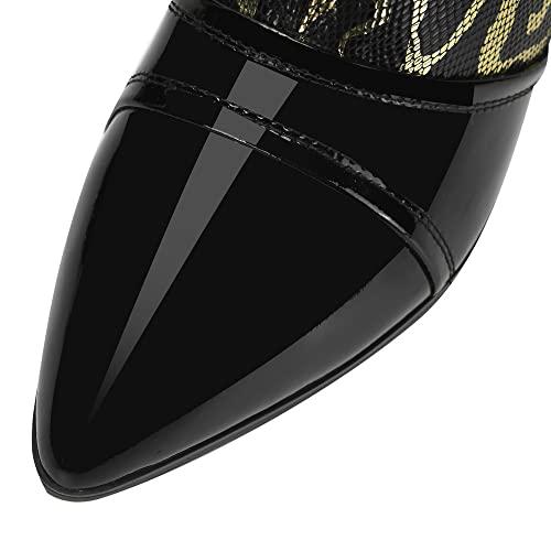 【並行輸入品】TinaCus Women's Pointed Toe Genuine Leather Handmade Chunky Heel