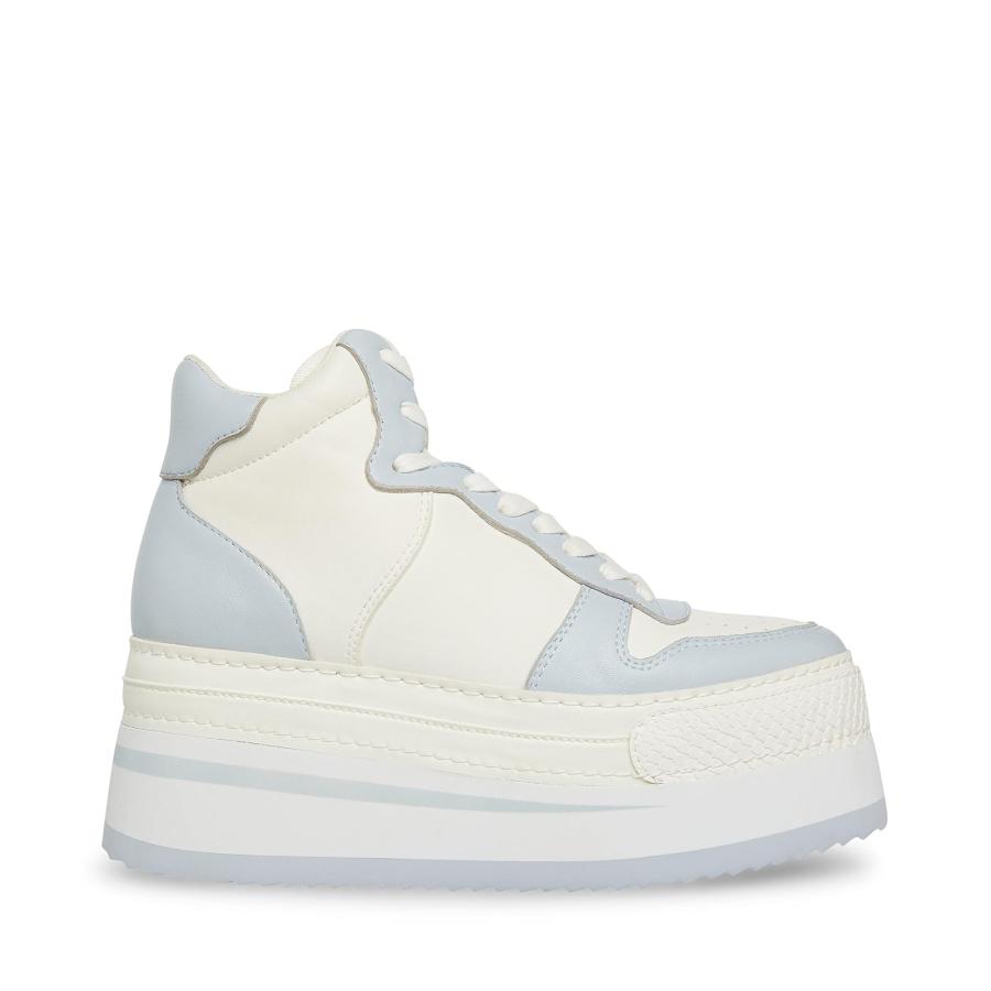 【並行輸入品】Steve Madden Brodiee Blue Multi Lace Up Platform Wedge High Top_9