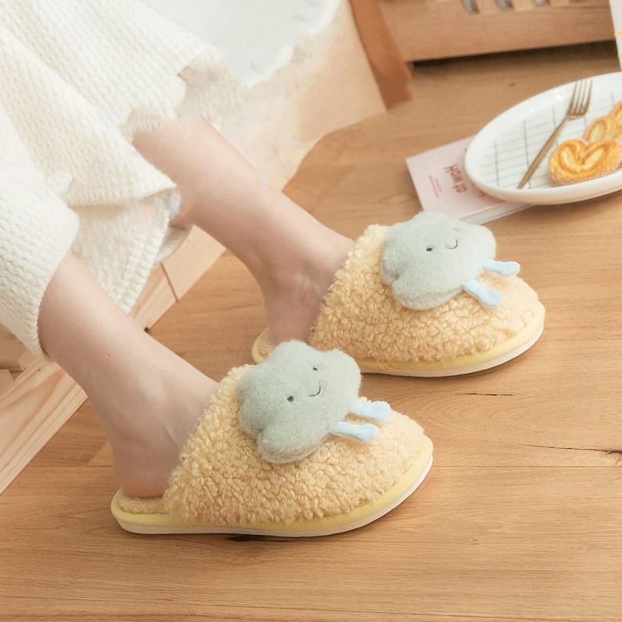 【並行輸入品】seemehappy Cute Cloud Womens Slippers Curly Fur Slippers Home Inの画像