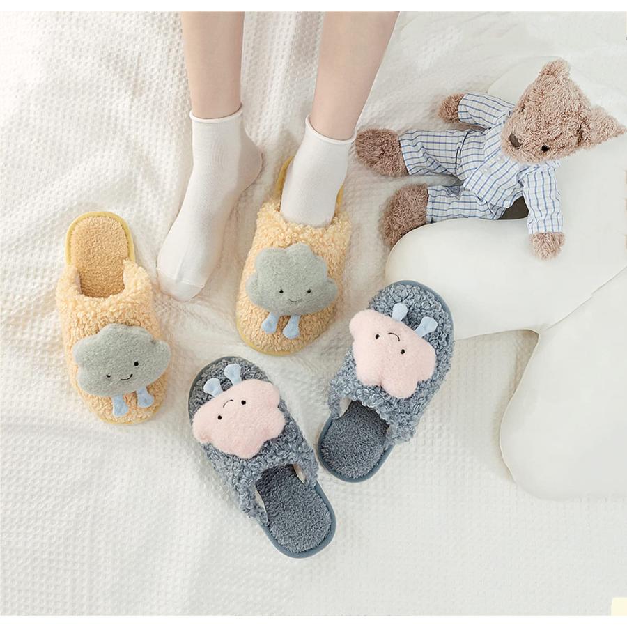 【並行輸入品】seemehappy Cute Cloud Womens Slippers Curly Fur Slippers Home Inの画像