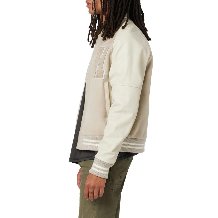 【並行輸入品】Hudson Jeans Men's Bomber Varsity Jacket, Cream, XLの画像