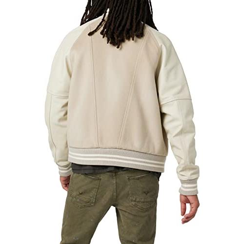 【並行輸入品】Hudson Jeans Men's Bomber Varsity Jacket, Cream, XLの画像