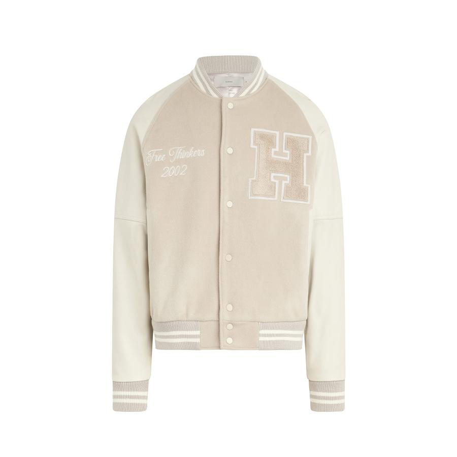 【並行輸入品】Hudson Jeans Men's Bomber Varsity Jacket, Cream, XLの画像