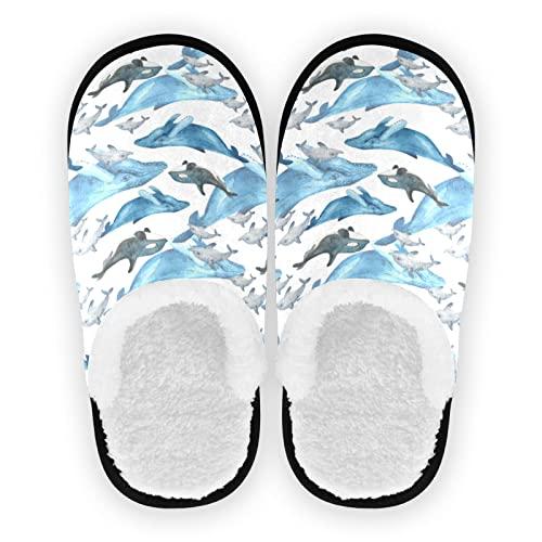 【並行輸入品】Boccsty Blue Whales Spa Slippers Underwater Animal Watercolor Maの画像