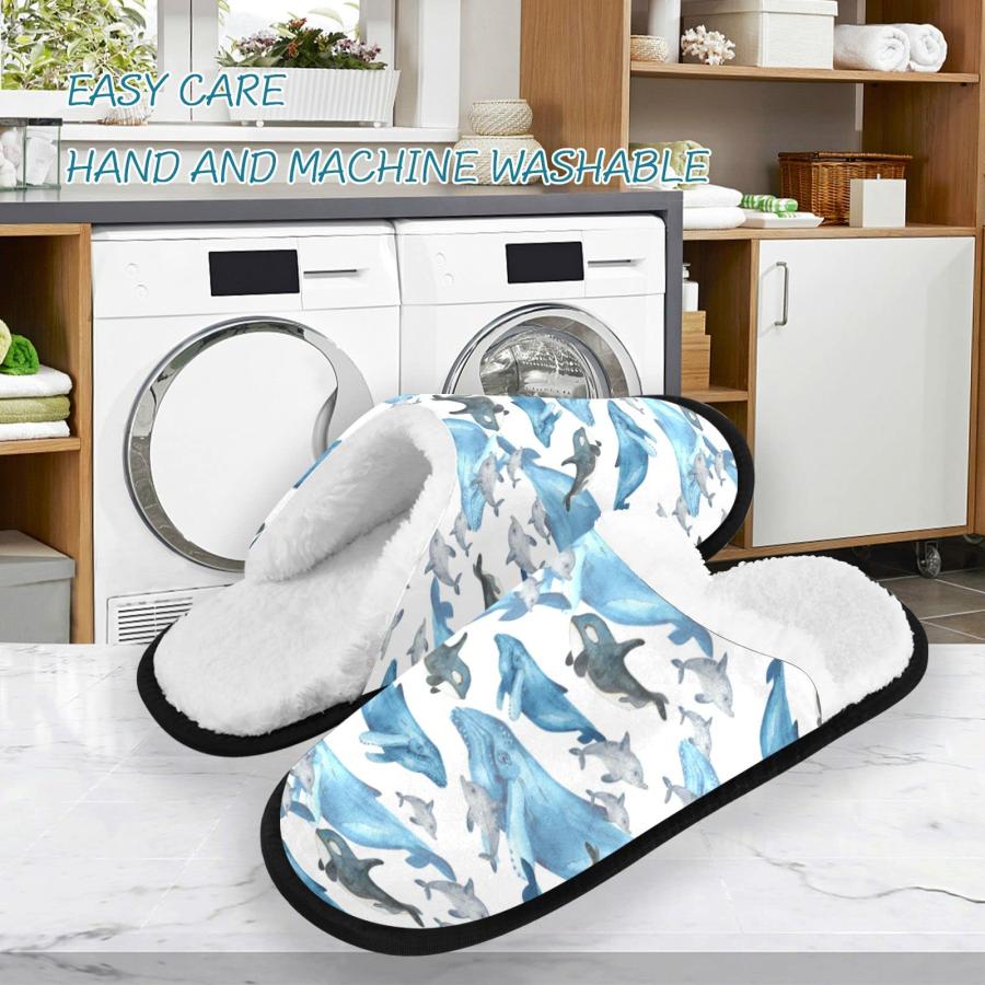 【並行輸入品】Boccsty Blue Whales Spa Slippers Underwater Animal Watercolor Maの画像