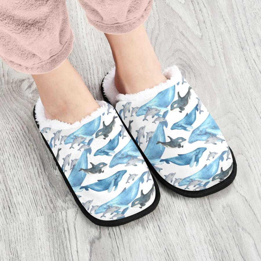 【並行輸入品】Boccsty Blue Whales Spa Slippers Underwater Animal Watercolor Maの画像