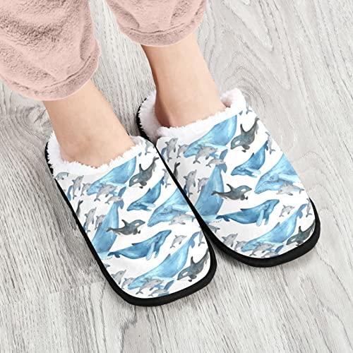 【並行輸入品】Boccsty Blue Whales Spa Slippers Underwater Animal Watercolor Maの画像