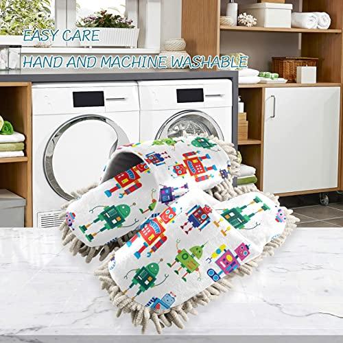 【並行輸入品】Microfiber Cleaning Slippers Cute Robots Washable Mop Shoes Slip_6