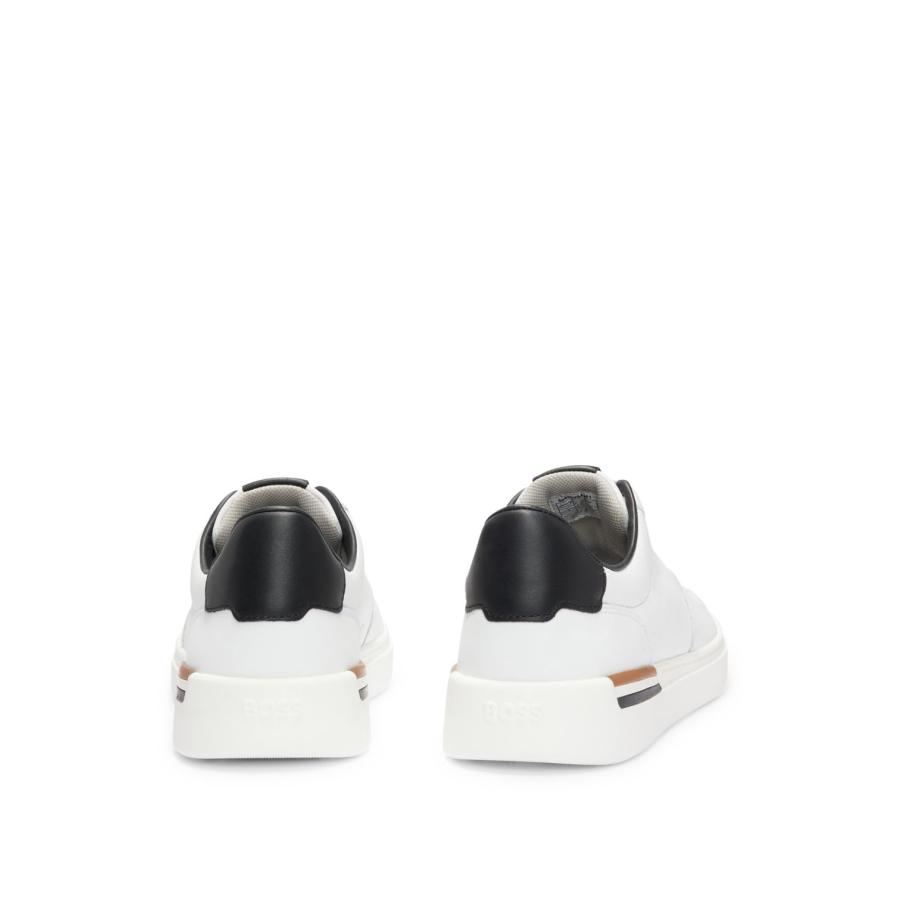【並行輸入品】[ボス] シグネチャーストライプ レザー カップソール スニーカー メンズ 42 ホワイト BOSS Men's Modern Cの画像