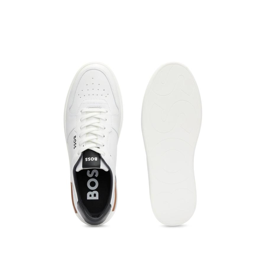 【並行輸入品】[ボス] シグネチャーストライプ レザー カップソール スニーカー メンズ 42 ホワイト BOSS Men's Modern Cの画像