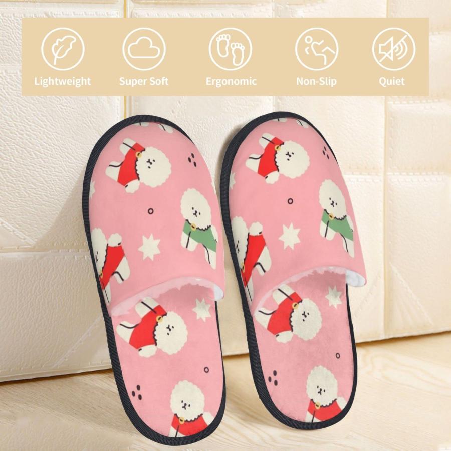 【並行輸入品】Warm Plush House Slippers Indoor Shoes Cute Dogs Bichon Frise Fuの画像