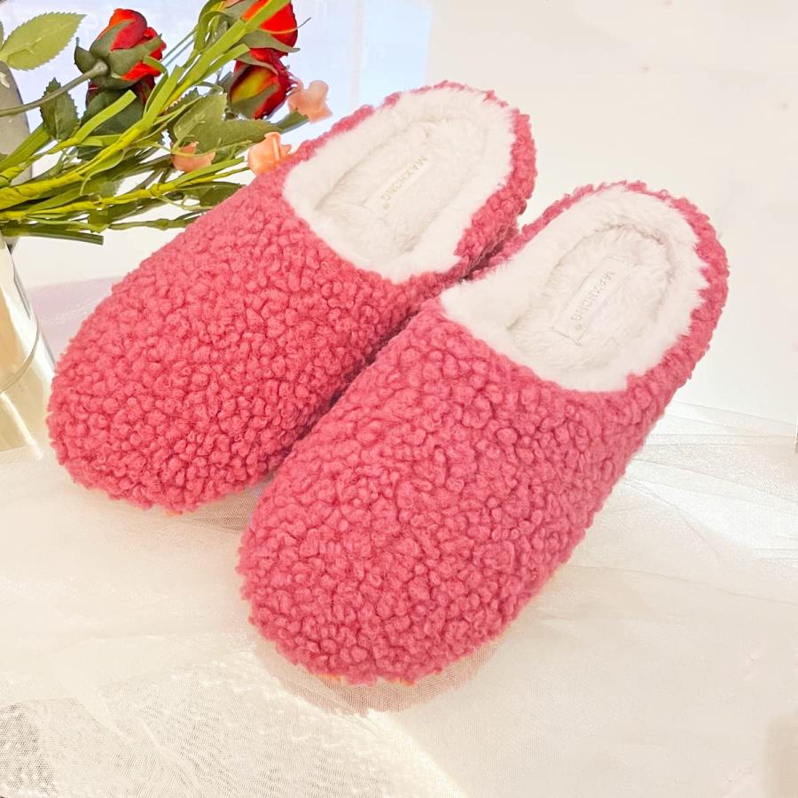 【並行輸入品】MAXHONG Slippers for Women Fuzzy Curly Memory Foam Indoor Slippe_9
