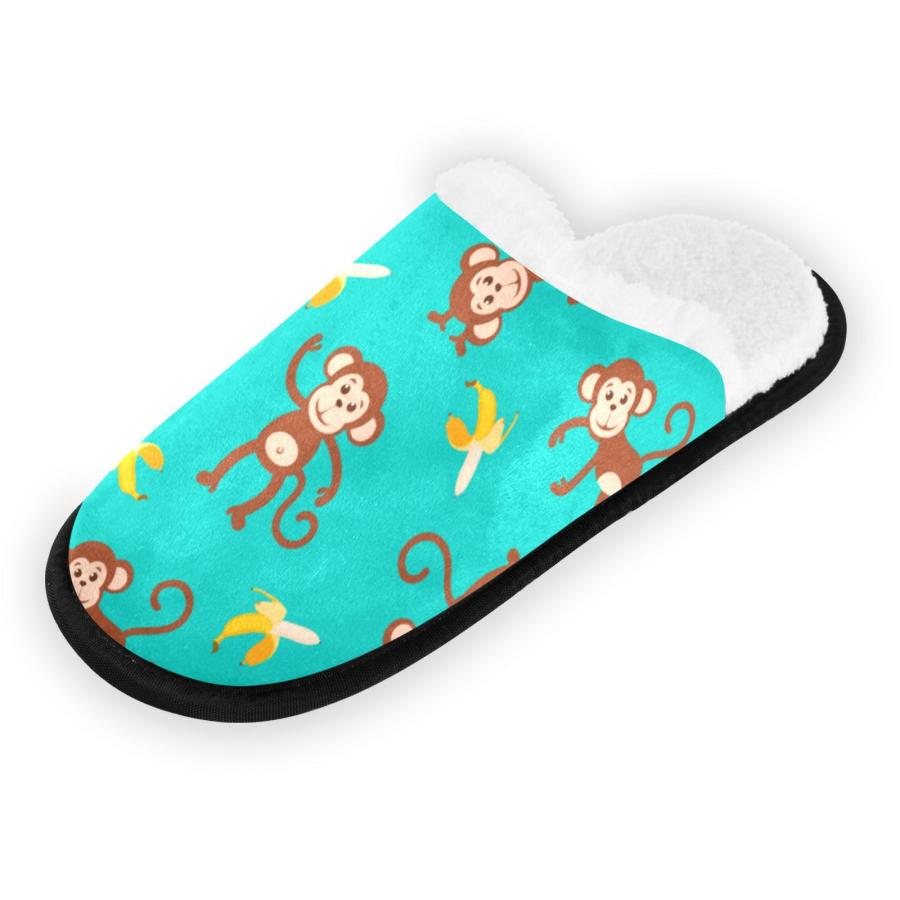 【並行輸入品】JHKKU Women's Men's Monkey Banana Slippers Cozy Fuzzy House Shoeの画像