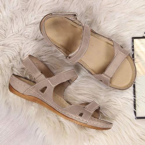 【並行輸入品】Womens Sandals Comfy Platform Sandal Ring Toe Soft Leather Slippの画像
