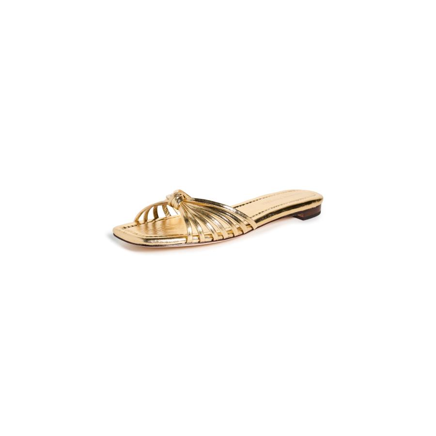 【並行輸入品】Loeffler Randall レディース Izzie Leather Knot フラットサンダル, ゴールド, 24 Loef